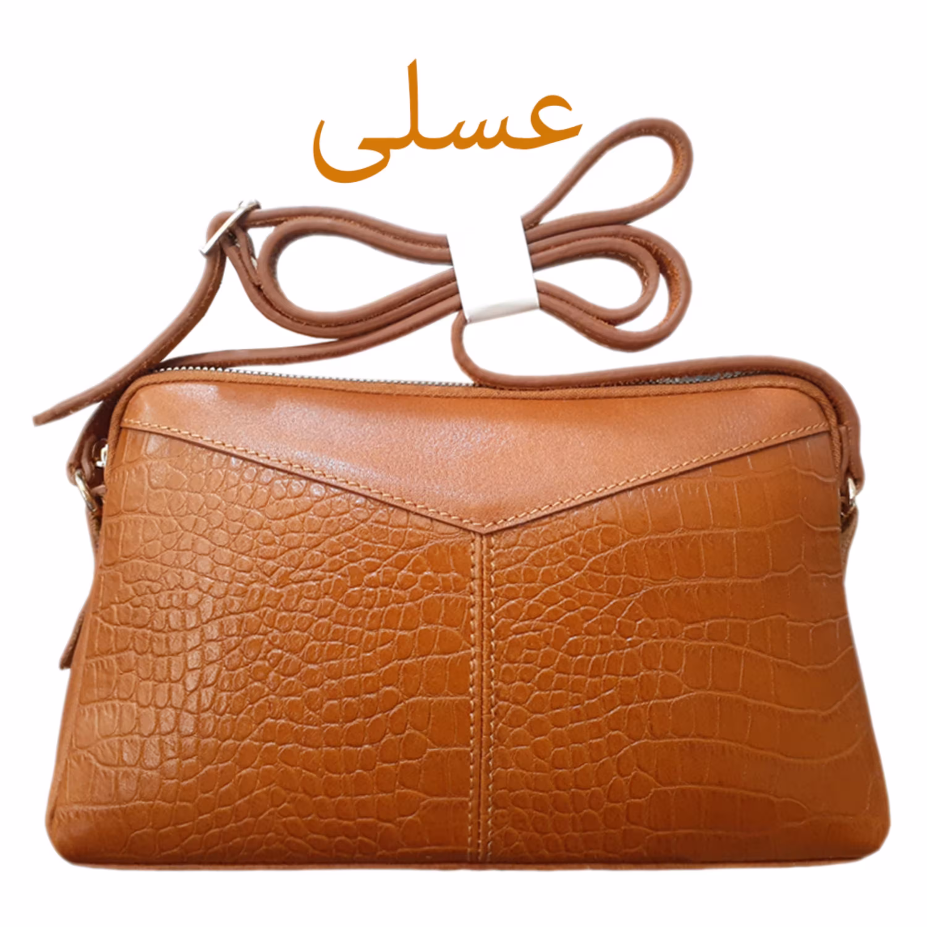 کیف دوشی زنانه چرم طبیعی  طرح کروکدیلی کد 0119