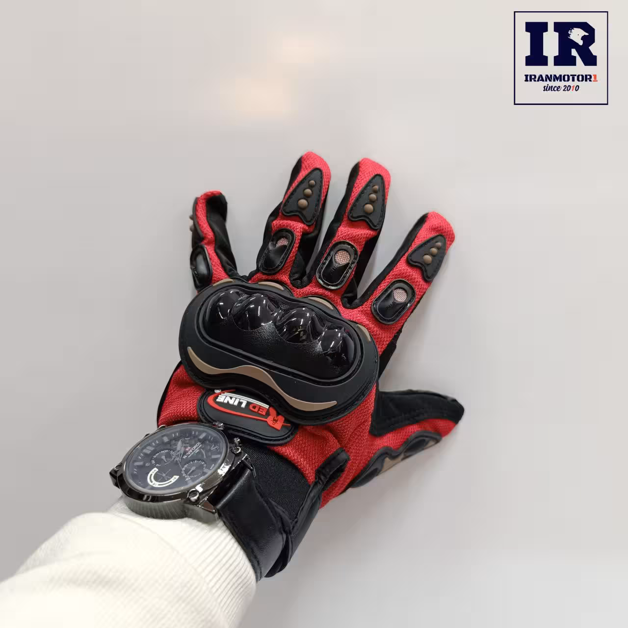 دستکش موتورسواری ضرب گیر دار ردلاین redline قرمز