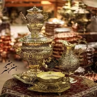 سرویس سماور برنجی قلمزنی 5 لیتری، سیاه قلم