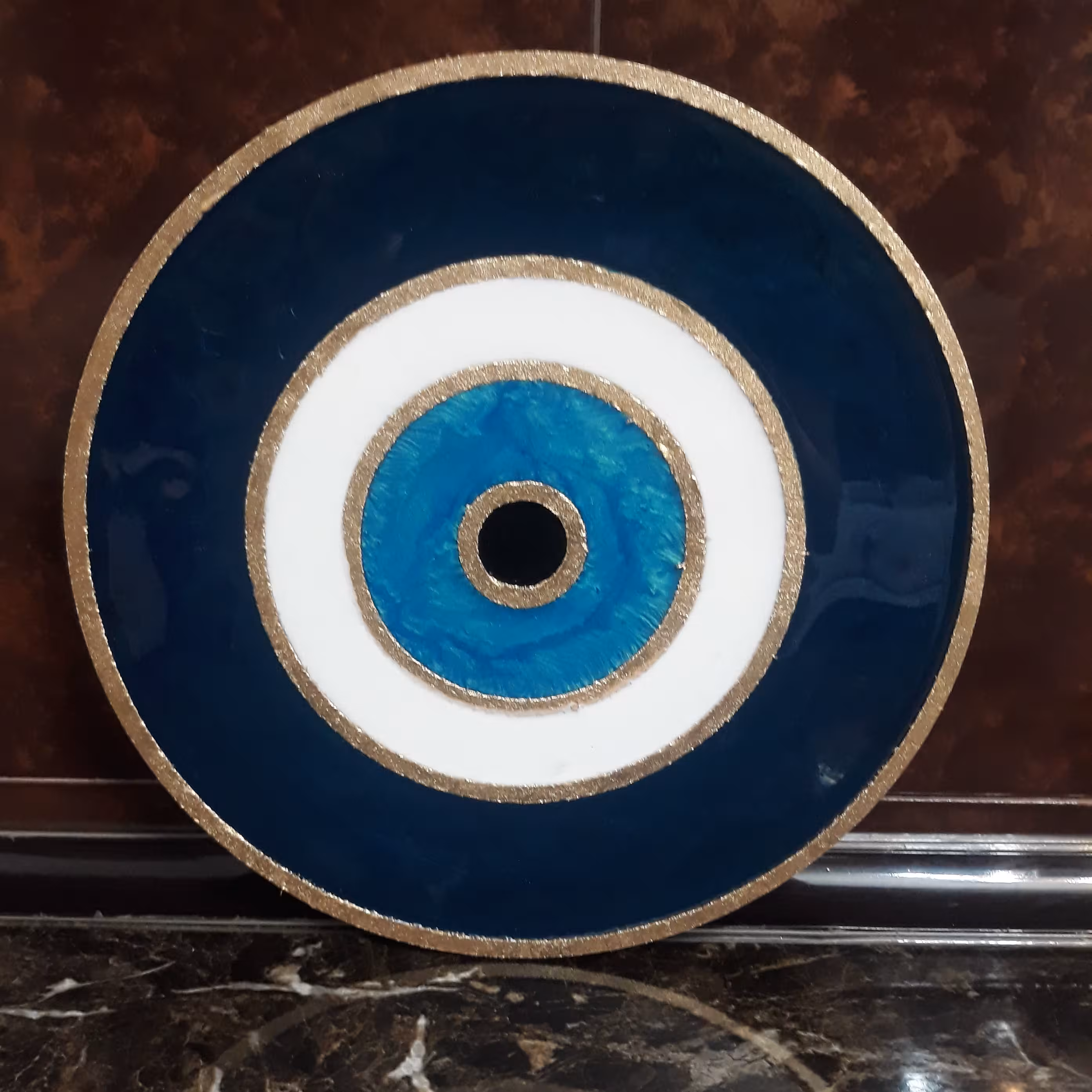 چشم نظر رزینی کار شده با چوب ام دی اف ورزین