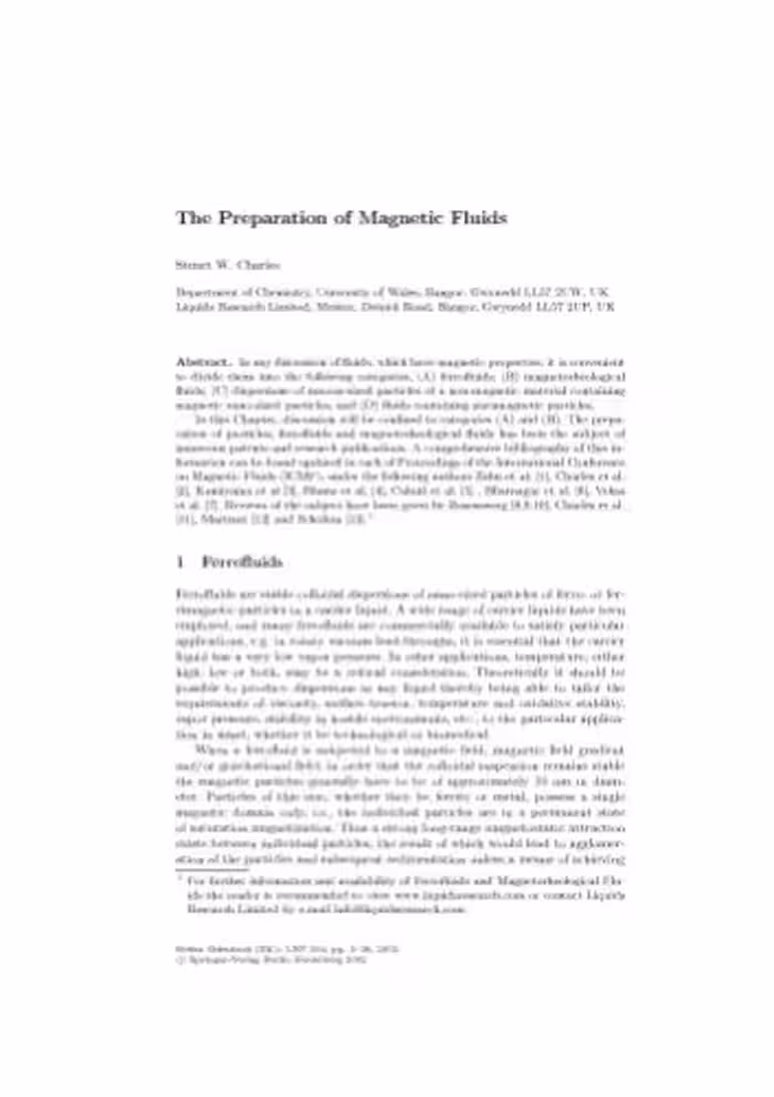 خرید و دانلود نسخه کامل کتاب Ferrofluids: Magnetically Controllable Fluids and Their Applications