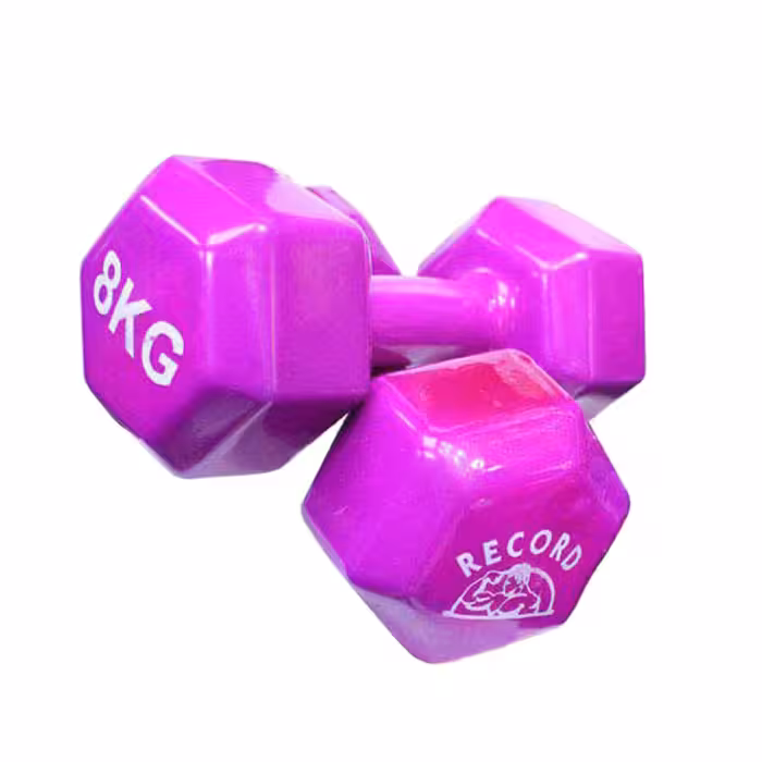 دمبل ایروبیک بانوان روکش‌ دار 8 کیلوگرمی - دو عددی