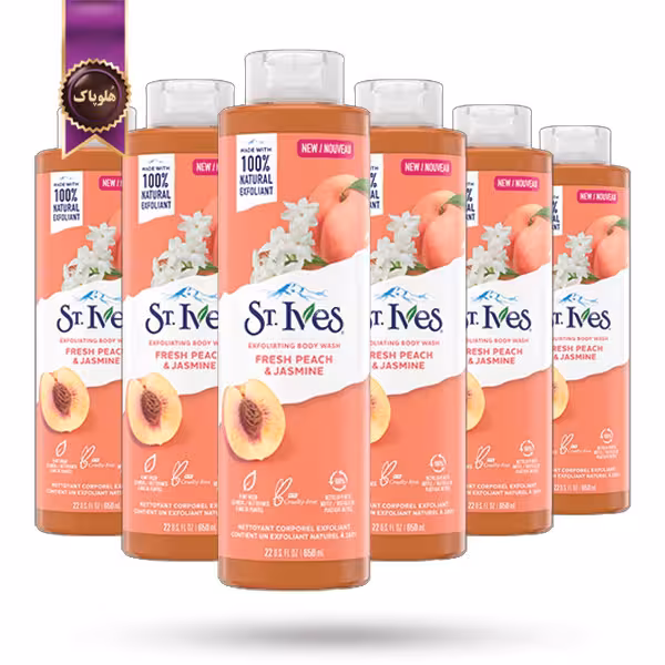 6 عدد شامپو بدن سنت ایوز St.Ives مدل هلو و یاس تازه Fresh peach & jasmine حجم 650 میلی لیتر   (اورجینال)