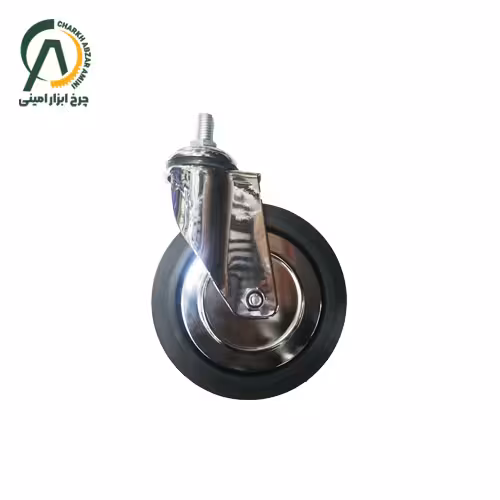 چرخ بیمارستانی آبکاری کروم پیچی گردان قطر 100 میلی متر