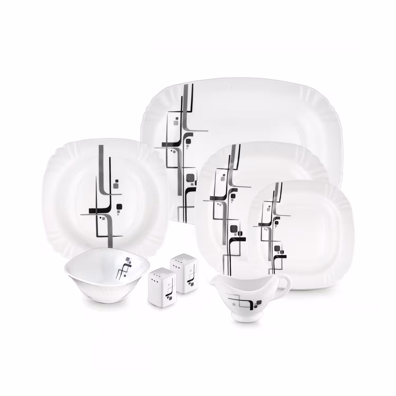 سرویس غذاخوری 28 پارچه اوپال هومیت طرح شایا خاکستری