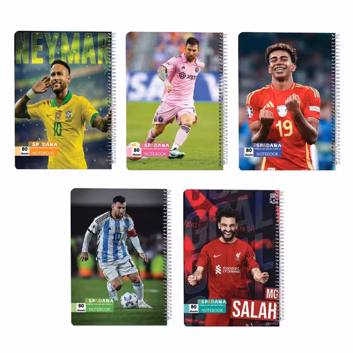 دفتر مشق 80 برگ اسپادانا مدل فوتبالی کد 82423578 مجموعه 5 عددی | چاوه