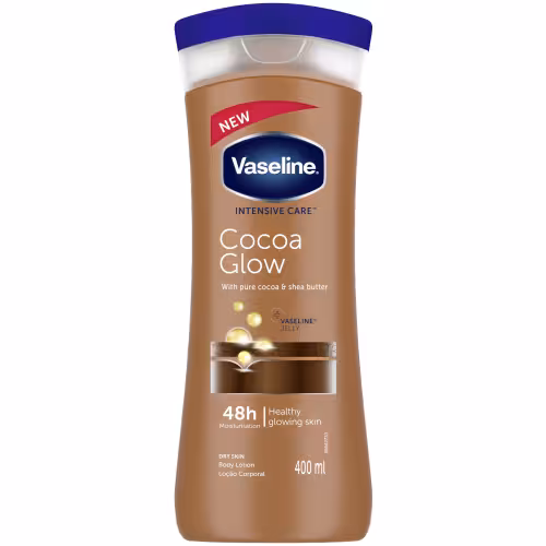 لوسیون بدن وازلین شکلاتی مدل Cocoa Glow حاوی عصاره کاکائو و شی باتر