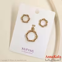 نیم ست زنانه ژوپینگ مدل حلقه ای شامل گوشواره و گردنبند کد NIM14823W