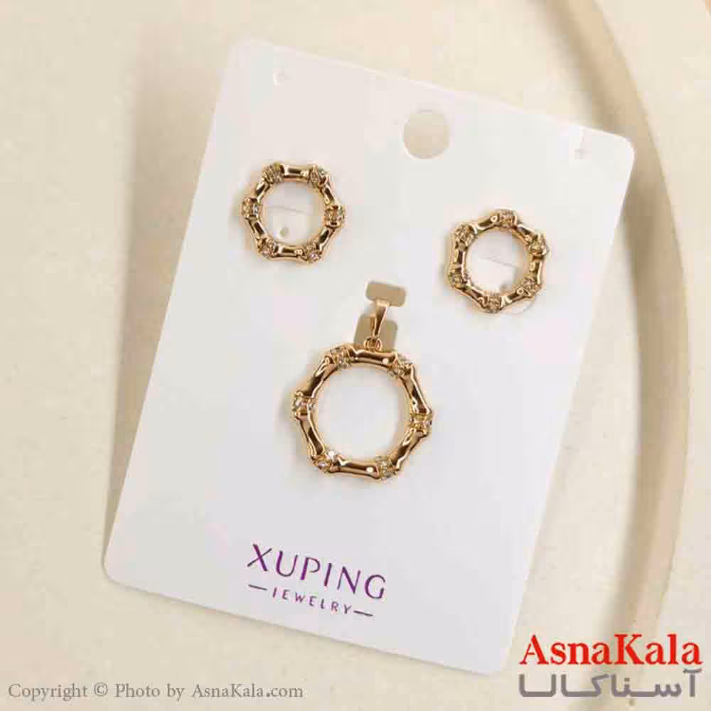 نیم ست زنانه ژوپینگ مدل حلقه ای شامل گوشواره و گردنبند کد NIM14823W