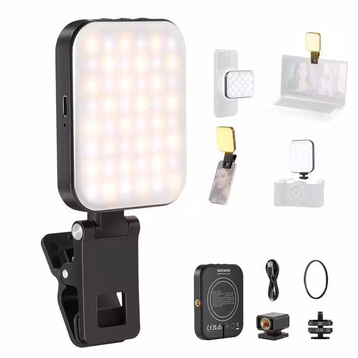 نور سلفی و بلاگری مگنتی نیور | ویدیو لایت NEEWER BASICS BL48B Rechargeable Magnetic Selfie Light For MagSafe