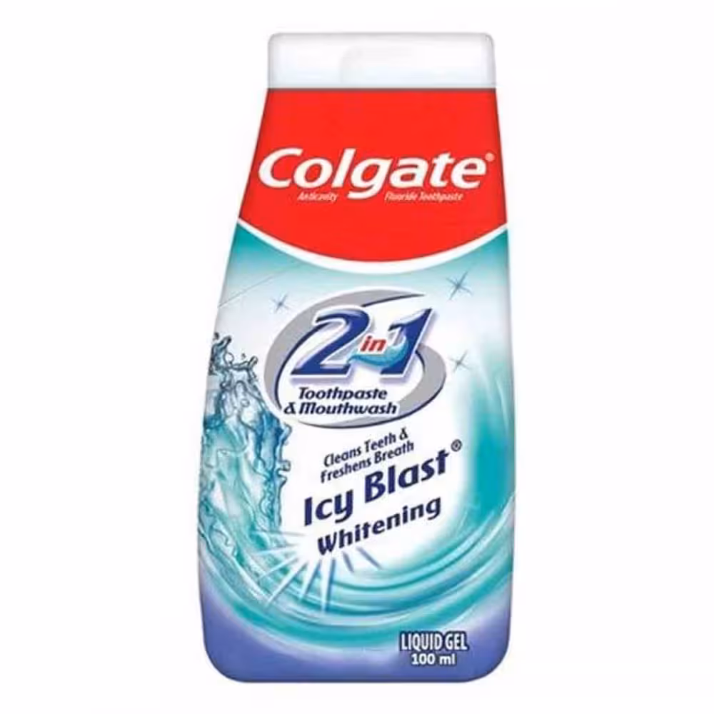 خمیردندان و دهانشویه 2 در 1 سفیدکننده و خنک کننده کلگیت COLGATE مدل ICY BLAST حجم 100 میل