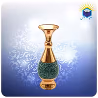 گلدان صراحی مس و فیروزه کوب 25 سانت آقاجانی