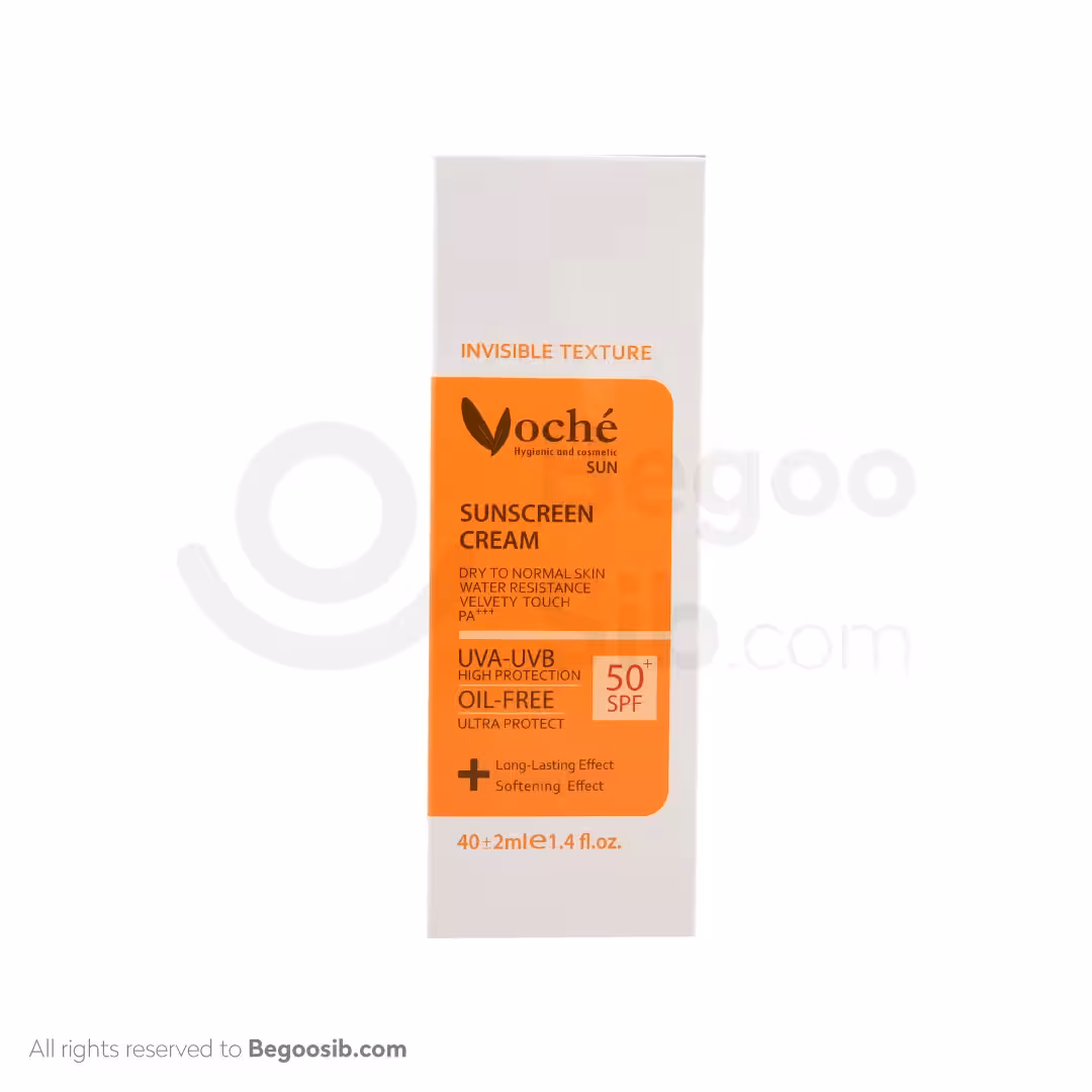 کرم ضد آفتاب SPF50 بدون رنگ مناسب پوست خشک و معمولی وچه 40 میلی لیتری