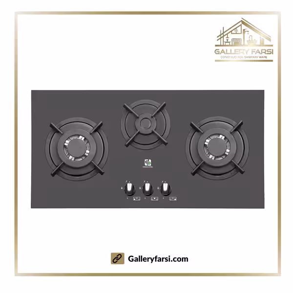اجاق گاز سه شعله شیشه ای پرنیان استیل مدل PB-3202