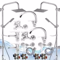 مجموعه 20 تکه لاله کروم همرا علم دوش رسوبگیر اتومات کروم