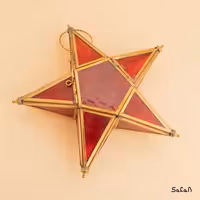 شمعدان برنجی شیشه ای مدل ستاره