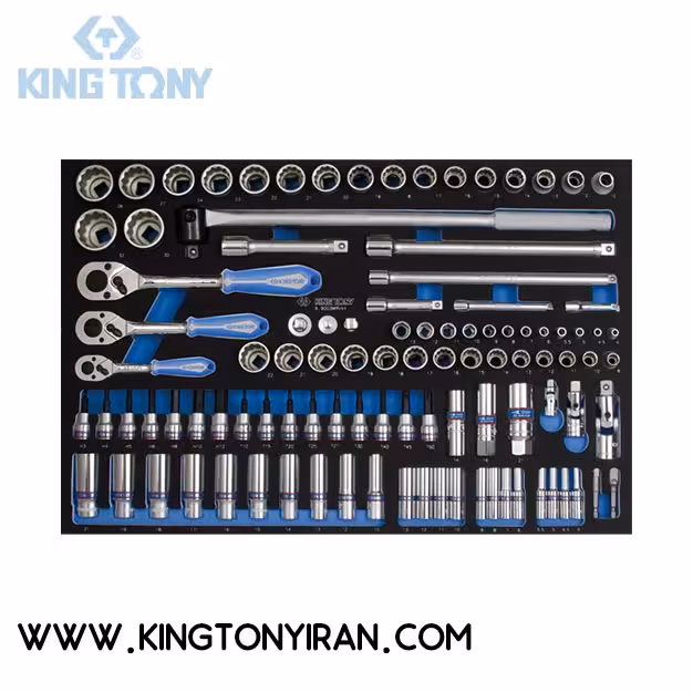 فوم داخل جعبه ابزار بکس با متعلغات و بکس شمع کينگ توني 9-9003MRV01