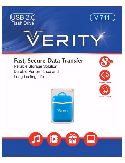 فلش مموری وریتی مدل V711 آبی ظرفیت 8 گیگابایت