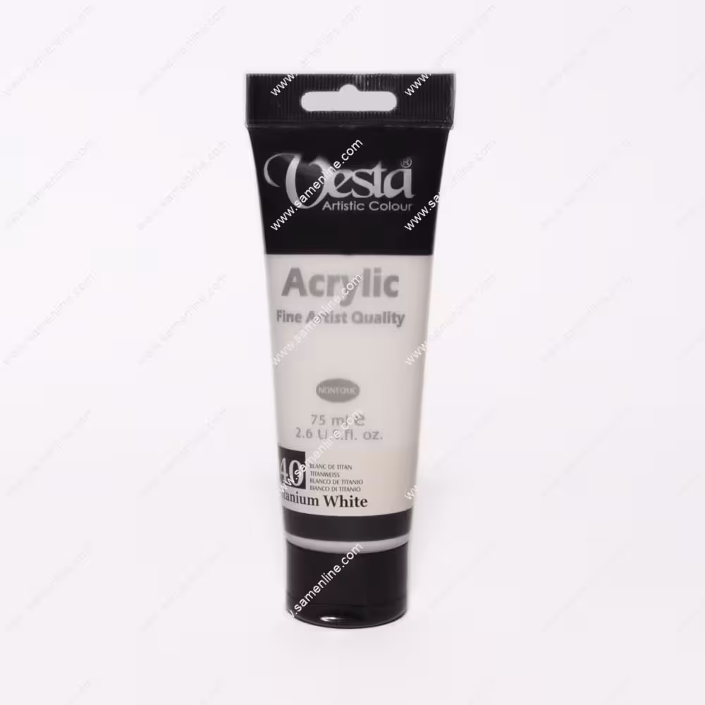 رنگ اکریلیک تک رنگ وستا 75 میلی لیتری کد Titanium White 40