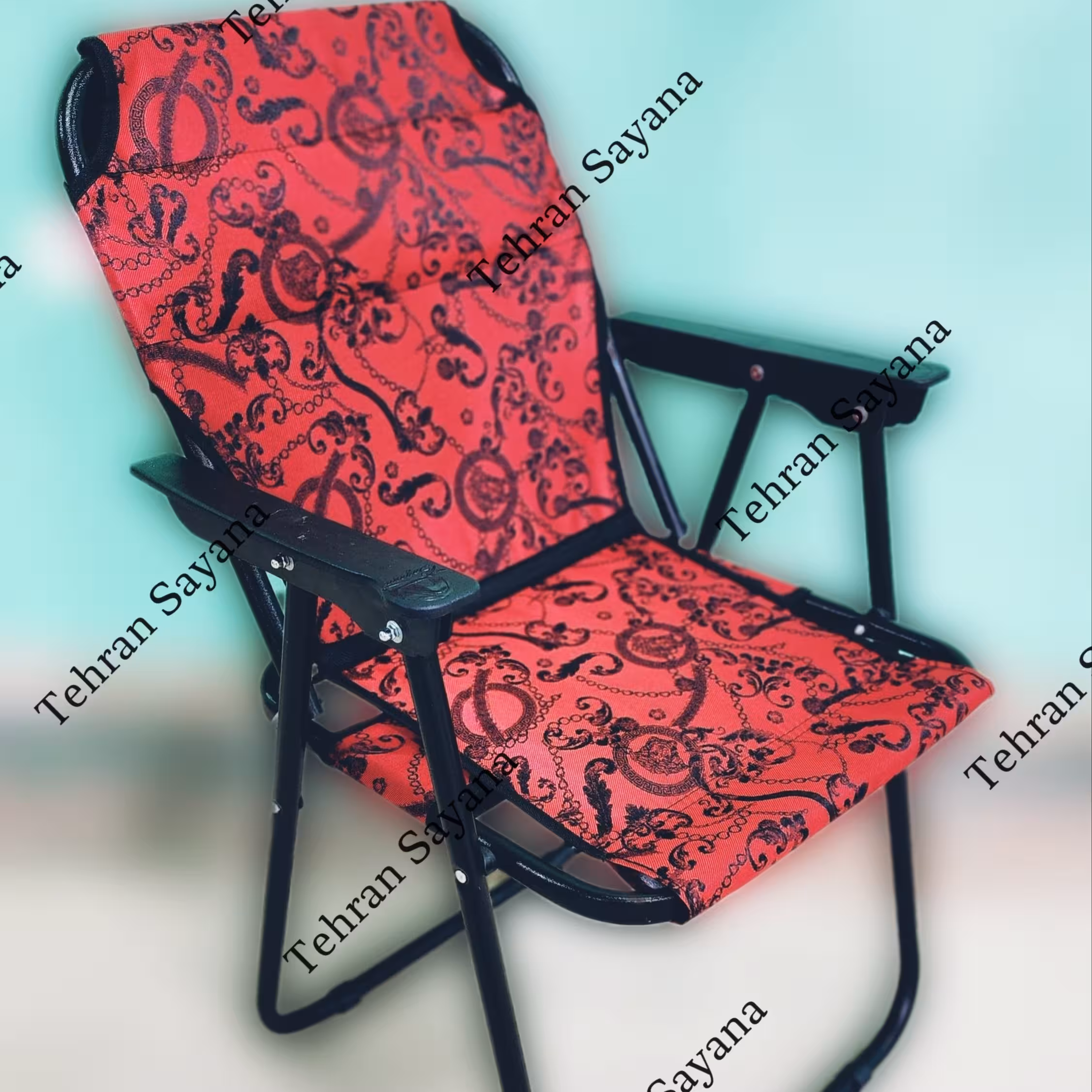 صندلی تاشو مسافرتی فومدار دسته مبلی طرح  ویکتوریا قرمز صادراتی 7 فنره تهران سایانا 