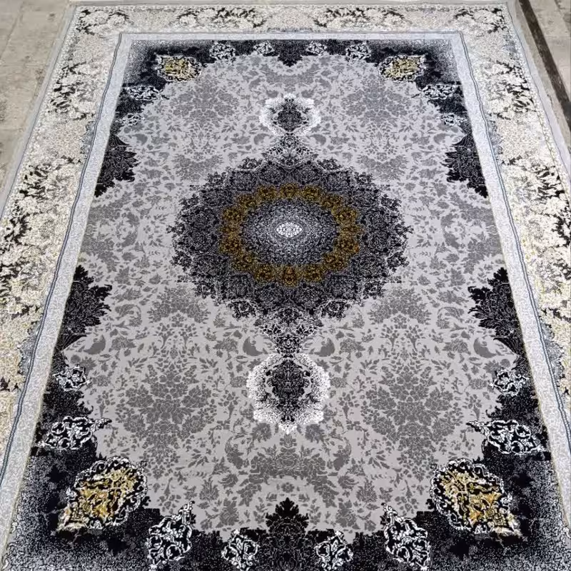 فرش ماشینی 12متری کاشان نقشه سوین نقره ایی(ارسال رایگان)