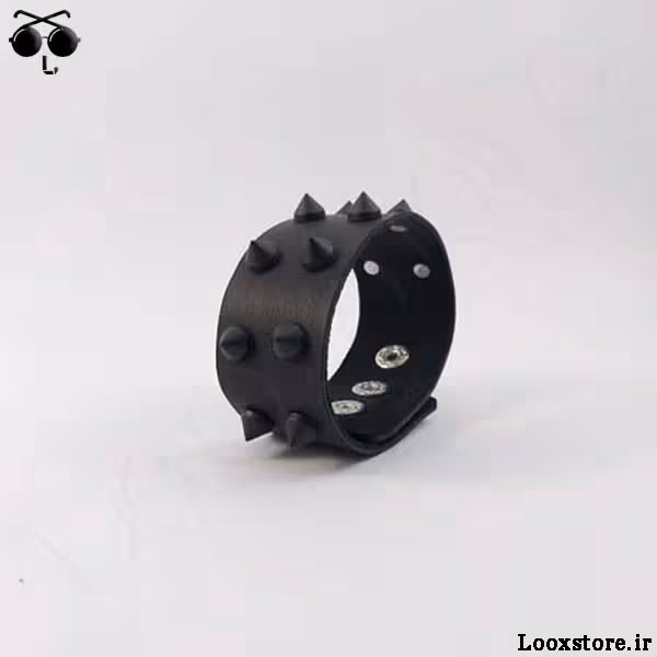 دستبند گنگ اسپایک مشکی ریز دو ردیف