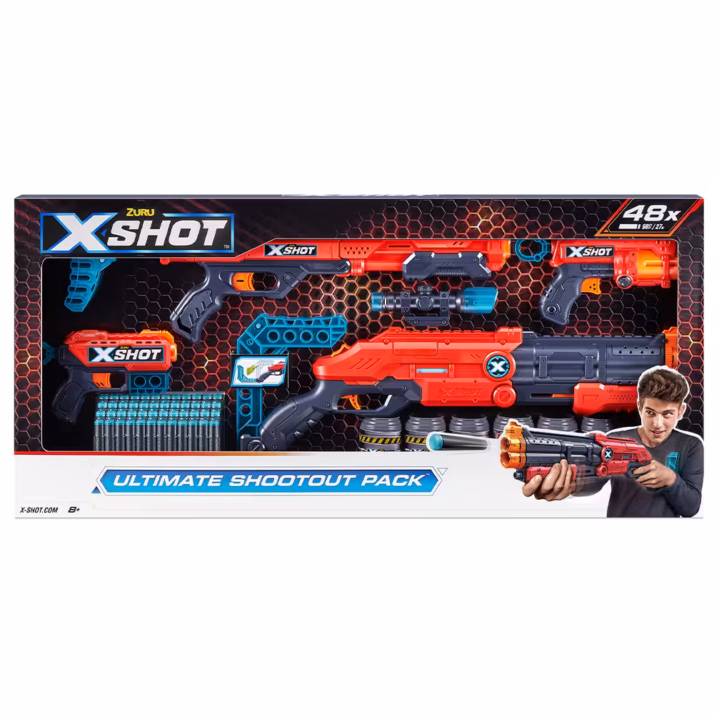 تفنگ ایکس شات X-Shot مدل Ultimate Shootout Pack قرمز