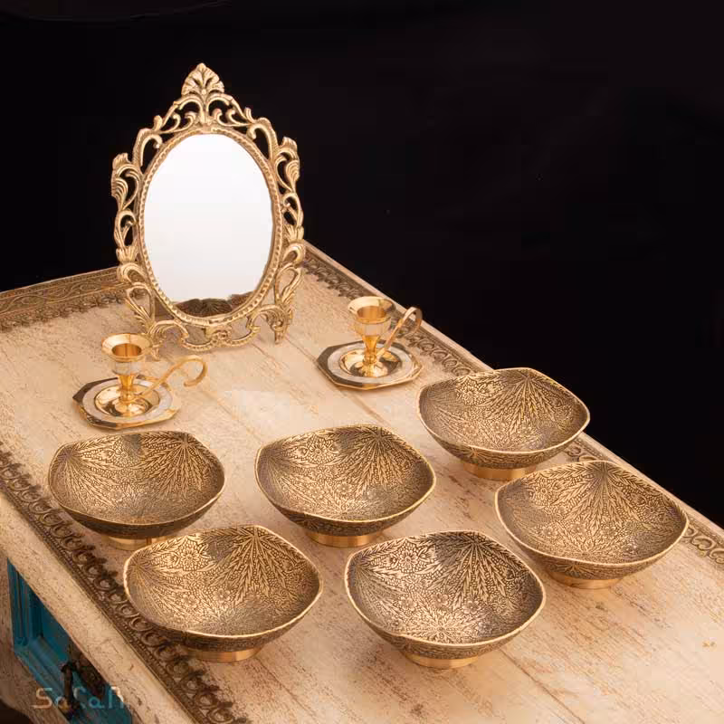 ست هفت سین برنجی طلایی کد 1097