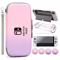 VGBUS 7-in-1 Accessory Case for Nintendo Switch OLED – Pink/Purple