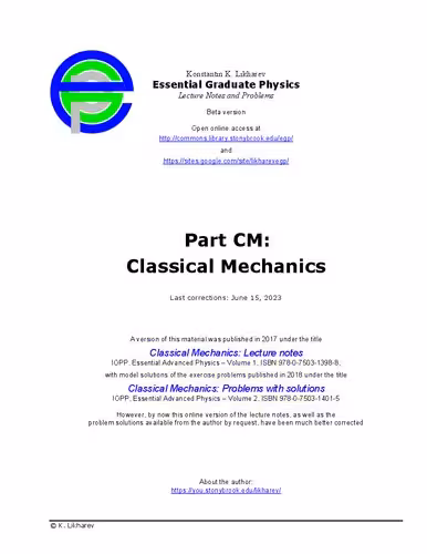 خرید و دانلود نسخه کامل کتاب Essential Graduate Physics - Classical Mechanics