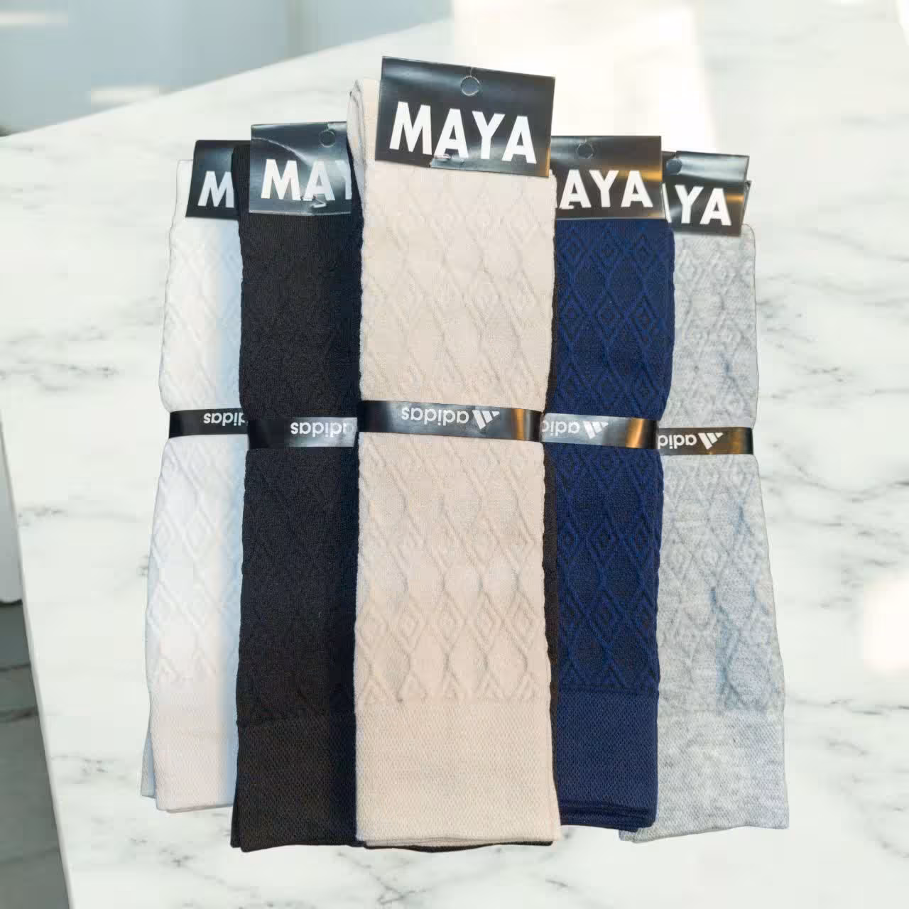 جوراب سه ربع زیرزانو پنبه برجسته لوزی