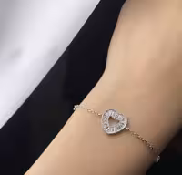 دستبند قلب وارداتی جواهری نقره زنانه کد 30461