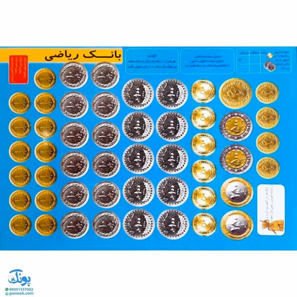 سکه‌های آموزشی مدل بانک ریاضی لمینت (پول آموزشی رایج ایران)