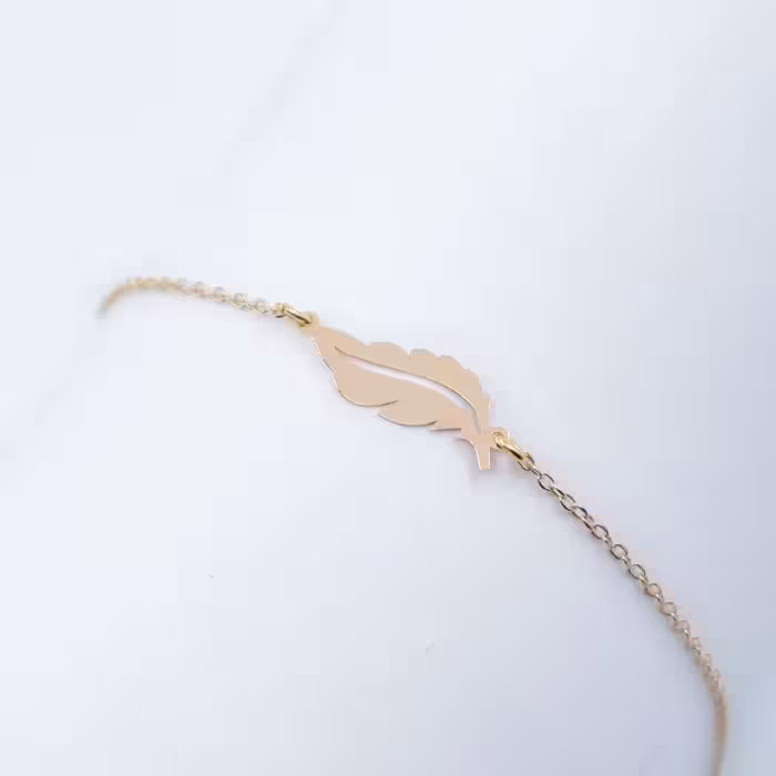 دستبند زنجیری سبک طرح پر پرنده