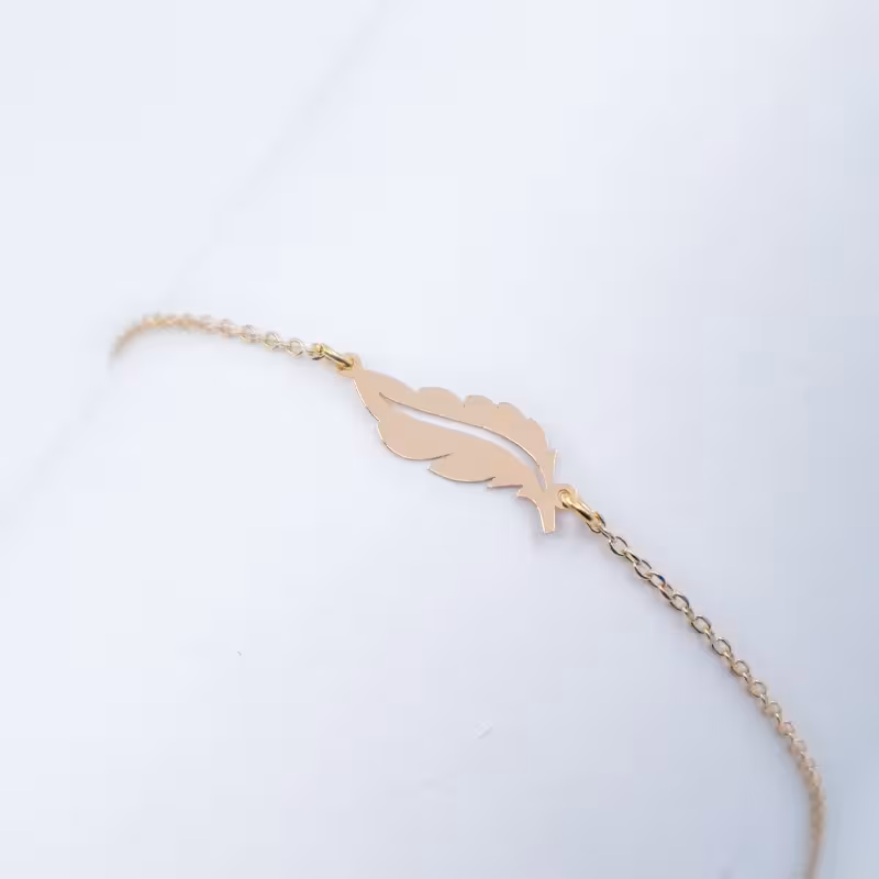 دستبند زنجیری سبک طرح پر پرنده