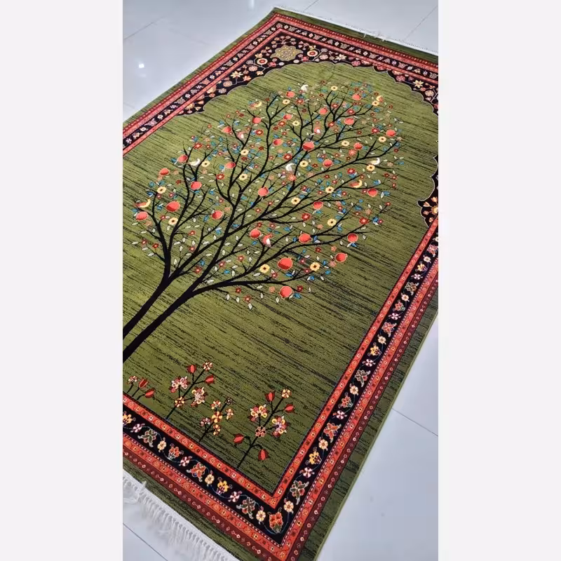 قالیجه فرش سبز ماشینی 700شانه آکرلیک4متری2،25در1،5(باارسال رایگان)