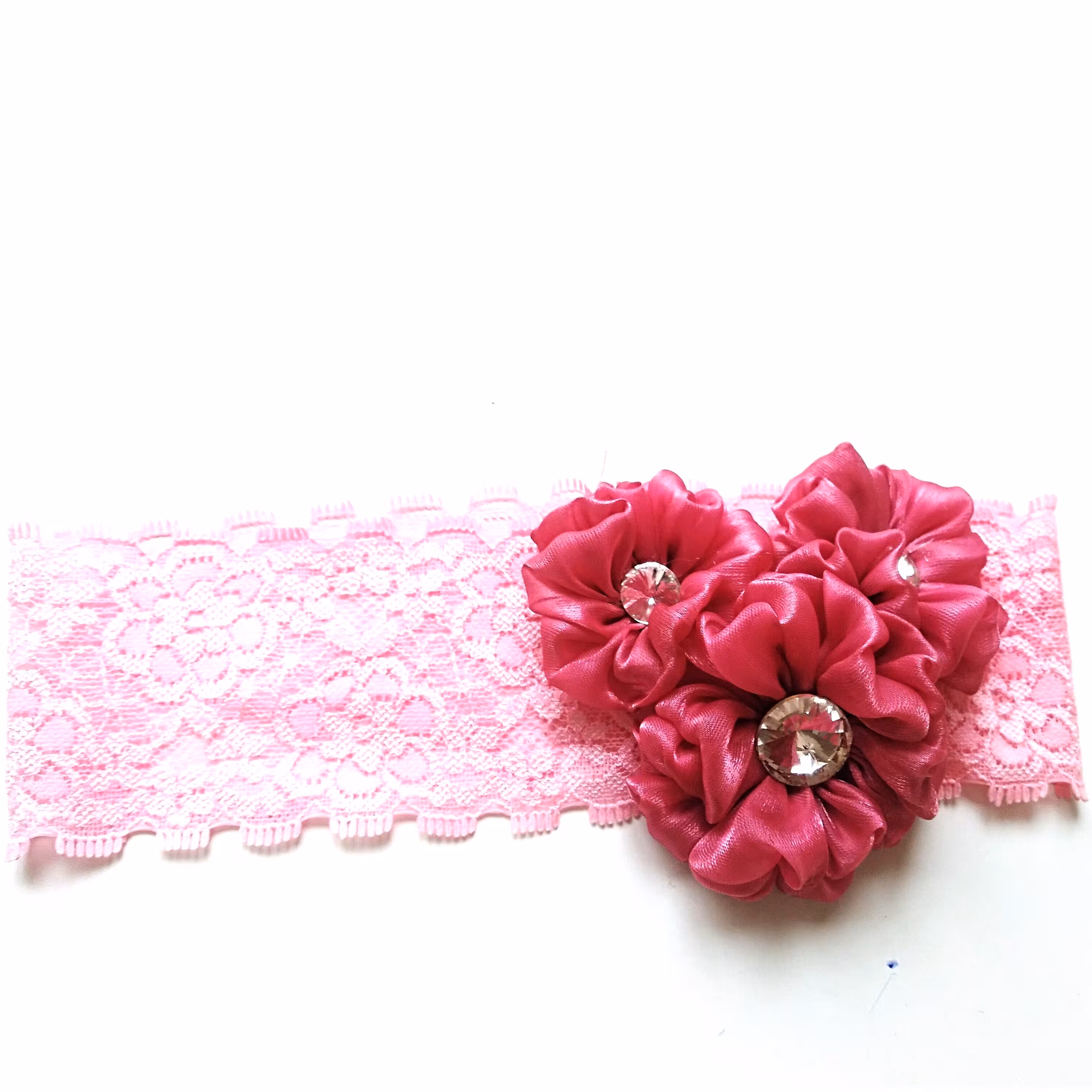 هد بند گیپور گلدار حریر و سنگ الماسی