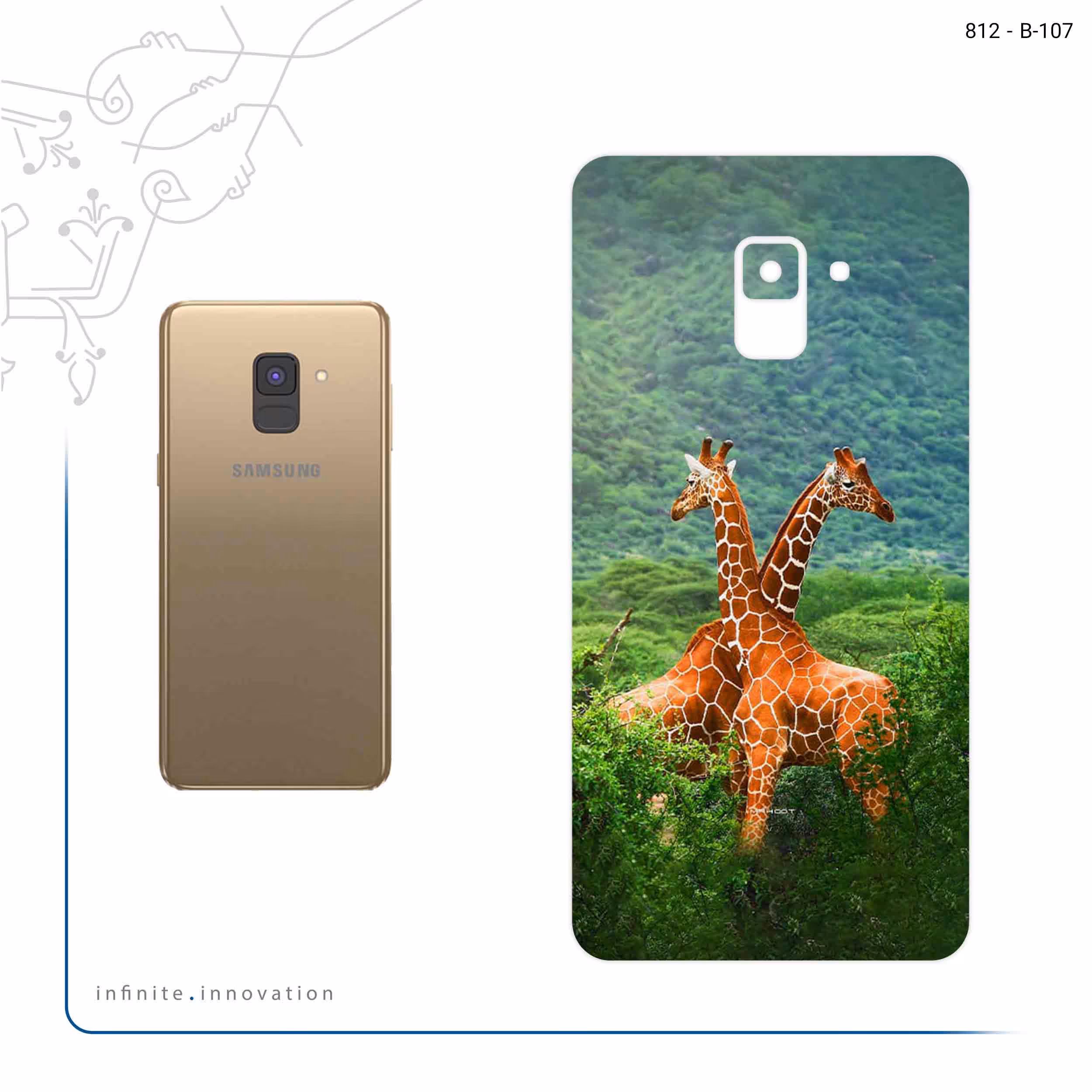 برچسب پوششی ماهوت مدل Giraffe مناسب برای گوشی موبایل سامسونگ Galaxy A8 Plus 2018