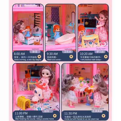 ست اسباب بازی لوازم خانه مدل خانه عروسکی