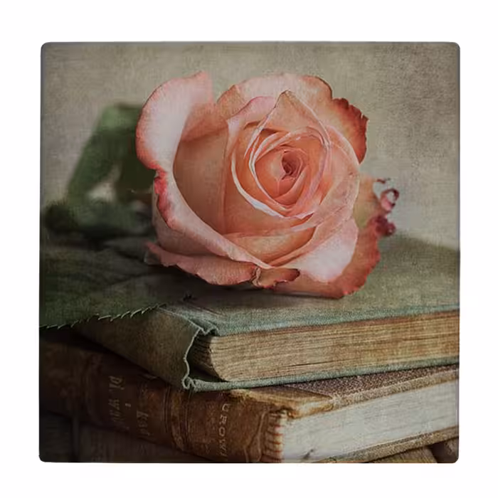 زیر لیوانی طرح کتاب و گل رز کد    2871322_163