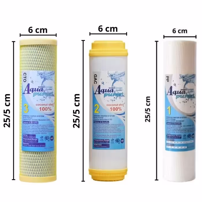 فیلتر دستگاه تصفیه آب آکوا پیورست مدل GOLDEN-DOW 06 مجموعه 5 عددی به همراه فیلتر فیلمتک مدل گلد 75G