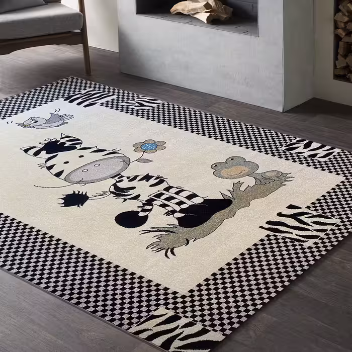 فرش ماشینی ساوین کد 4057 زمینه کرم