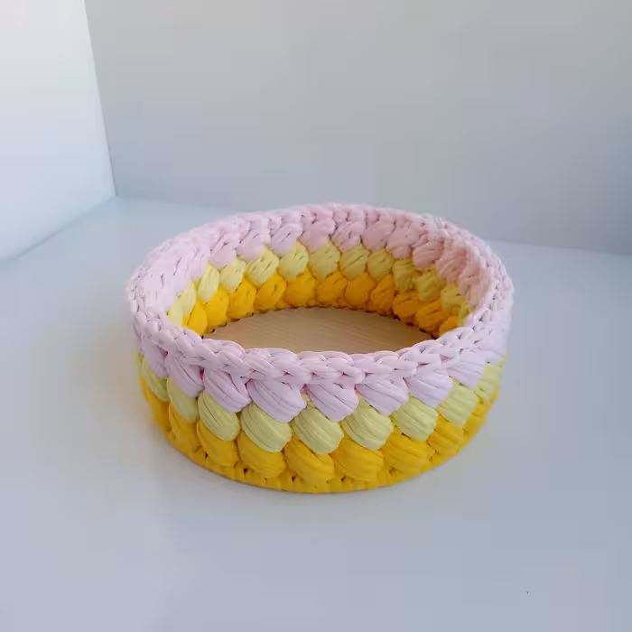 سبد بافتنی تریکو مدل گندمی کد Bascket-01