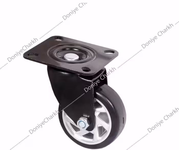 چرخ پایه مشکی چرخ مشکی کفی گردان 150