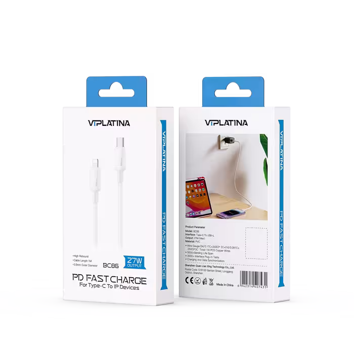 کابل تایپ سی به لایتنینگ وی آی پلاتینا VIPLATINA-BC86