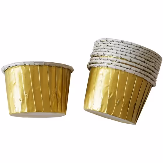 کپسول کاپ کیک کرکره ای طلایی لبه سفید