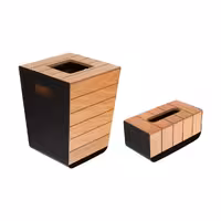 ست سطل و جای دستمال کاغذی رزاری کد 2001 رنگ مشکی