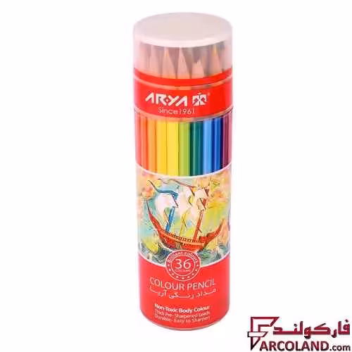 مداد رنگی 36 رنگ آریا جعبه استوانه ای کد Arya 3056