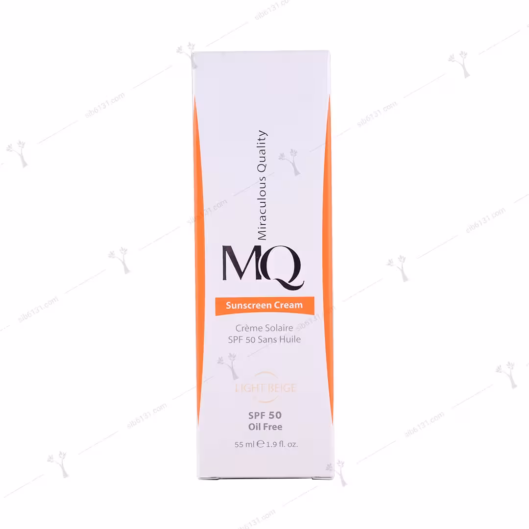 کرم ضد آفتاب ام کیو spf 50 فاقد چربی بژ روشن 55 میلی لیتری