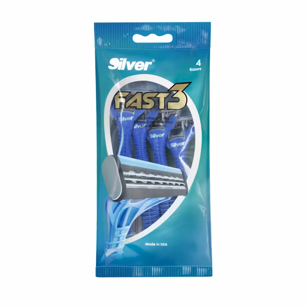 خودتراش مردانه سیلور مدل Fast3 بسته 4 عددی - Silver
